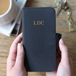 Personalised Black Vegan Leather iPhone 11 Pro MAX Case