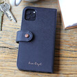 Lisa Angel Personalised Black Vegan Leather iPhone 11 Case and Card Holder