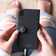Lisa Angel Personalised Black Vegan Leather iPhone XR Case and Card Holder