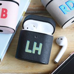 Personalised Block Initials Vegan Leather AirPods Case