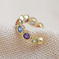 Rainbow Gem Ear Cuff in Gold