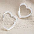 Women's Small Heart Hoop Earrings in Silver