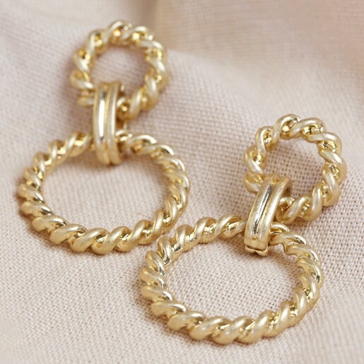 Lisa Angel Statement Antique Effect Gold Rope Drop Earrings