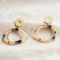 Tortoiseshell Double Hoop Drop Earrings in Gold