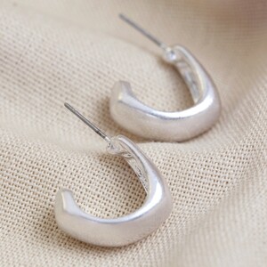 Wide Irregular Shape Hoop Earrings in Silver