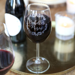 Personalised Vintage Swirls Wine Glass