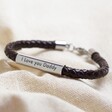 Personalised Men's Brown Leather Tube Bracelet 