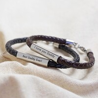 Personalised Men's Leather Tube Bracelet