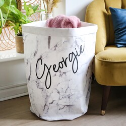 Personalised Name Round Marble Effect Storage Sack