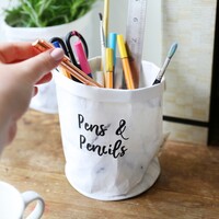 Personalised Round Marble Paper Plant Pot, H18/20cm