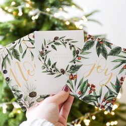 Pack of 12 Greenery Trio Christmas Cards