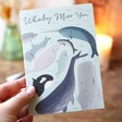Model Holding Whaley Miss You Greeting Card