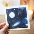 Model Holding You are Full of Stardust Birthday Card