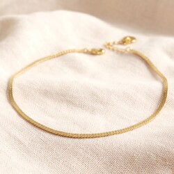 Flat Herringbone Chain Anklet in Gold