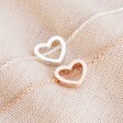 Lisa Angel Silver and Rose Gold Delicate Open Heart Bracelets