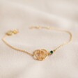 Full Gold Personalised Heart Initial and Birthstone Bracelet