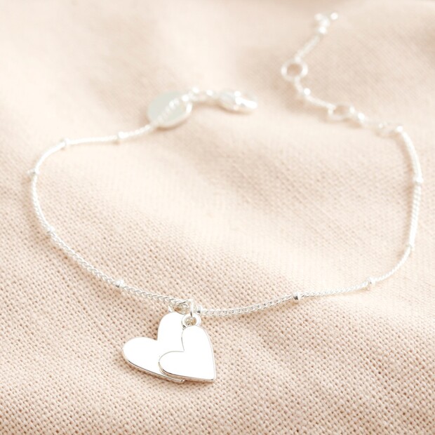 Silver Falling Heart Charms Bracelet