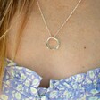 Carly Wearing Personalised Sterling Silver Large Organic Shape Hoop Necklace
