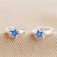 Delicate Blue Crystal Star Huggie Hoop Earrings