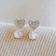 Delicate Crystal Heart and Quartz Stone Stud Earrings
