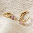Clasp Open For Crystal Purple Star Huggie Hoops in Gold