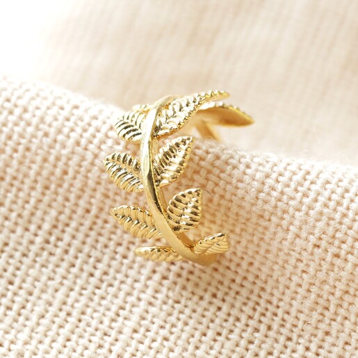 Delicate Fern Ear Cuff in Gold