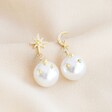 Ladies' Large Mismatched Crystal Star and Moon Pearl Drop Earrings