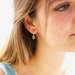 Leaf Huggie Hoop Earrings in Gold