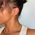 Ladies' Ball Stud and Chain Drop Earrings on Model