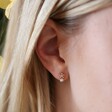 Crystal Snowflake Earrings with Opal in Gold on Model