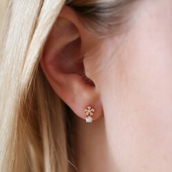 Crystal Snowflake Earrings with Opal in Gold