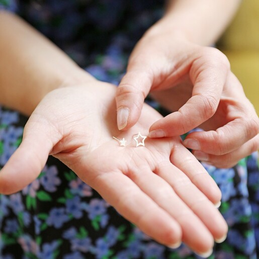 Lisa Angel Mismatched Star Stud Earrings in Silver