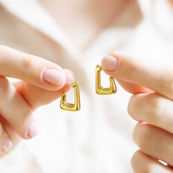 Square Open Hoop Earrings in Gold