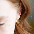 Model Wearing Lisa Angel Square Open Hoop Earrings in Gold