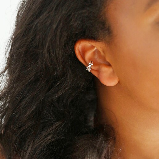 Celestial Star Ear Cuff in Silver Worn by Model