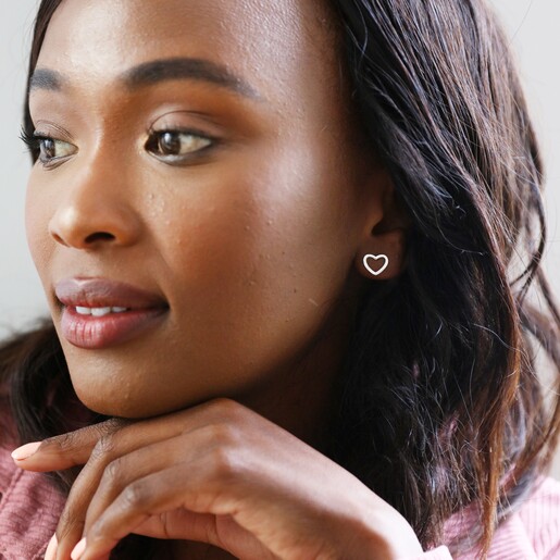 Sterling Silver Mismatched Heart Stud Earrings Heart Outline