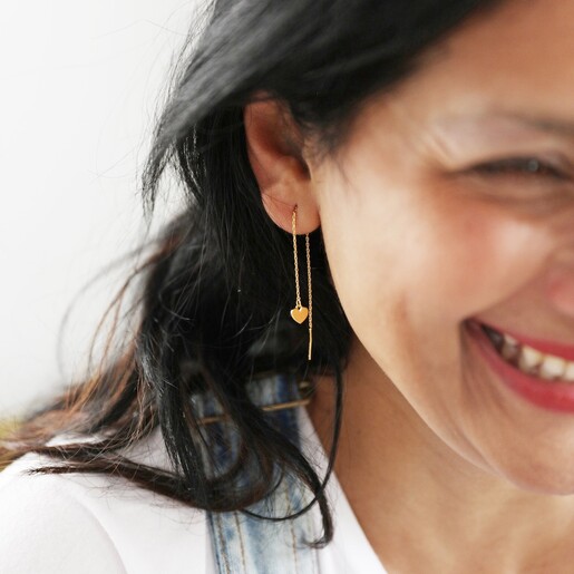 Pear Cut Smoky Set Gold On Silver Needle And Thread Earrings