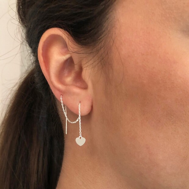 Fine 925 Silver Earrings Pull Through Ears, Dangling, Tiny Earrings, Long  Earrings, Minimalist, Dainty, Dangle, Cross Earrings BAZAR CHIC - Etsy