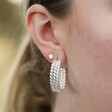 Triple Chain Hoop Earrings in Silver on Model