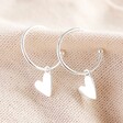 Lisa Angel Ladies' Silver Falling Heart Charm Hoop Earrings