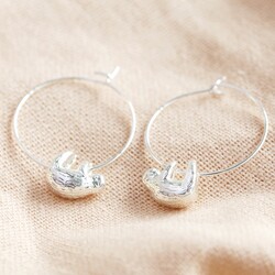 Sloth Hoop Earrings in Silver