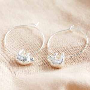 Sloth Hoop Earrings in Silver