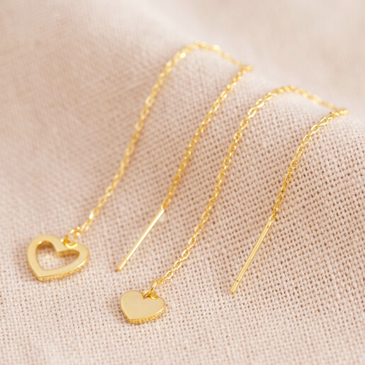 Lisa Angel Thread Through Mismatched Heart Earrings in Gold