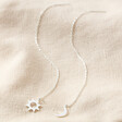 Ladies' Thread Through Moon and Sun Chain Earrings in Silver