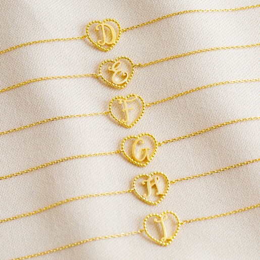 Girls Gold Heart Alphabet Bracelet