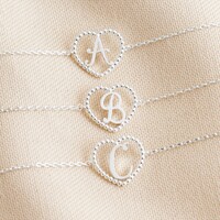Silver Heart Initial Bracelet