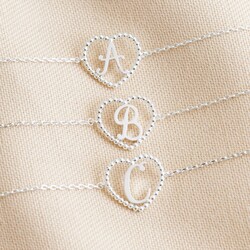 Silver Heart Initial Bracelet