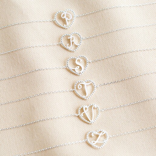 Ladies' Silver Heart Initial Bracelet