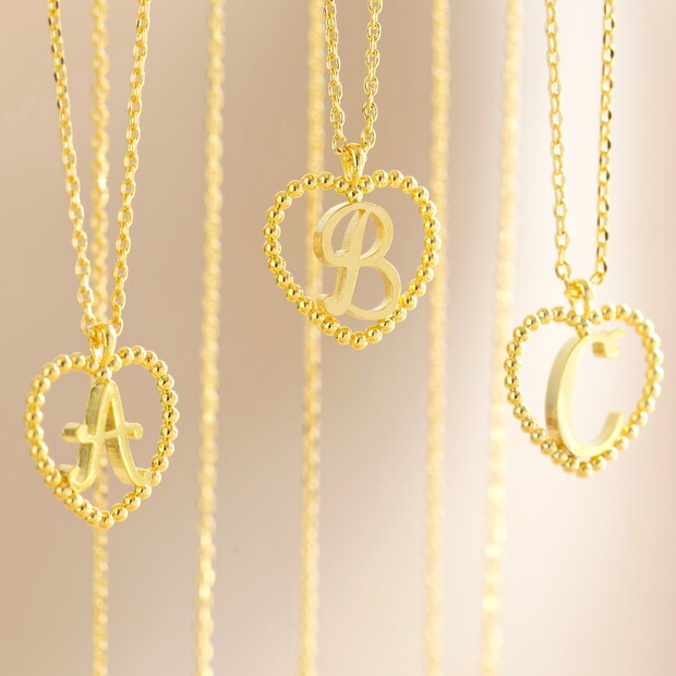 Gold Heart Initial Necklace | Jewellery | Lisa Angel