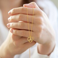 Gold Heart Initial Necklace